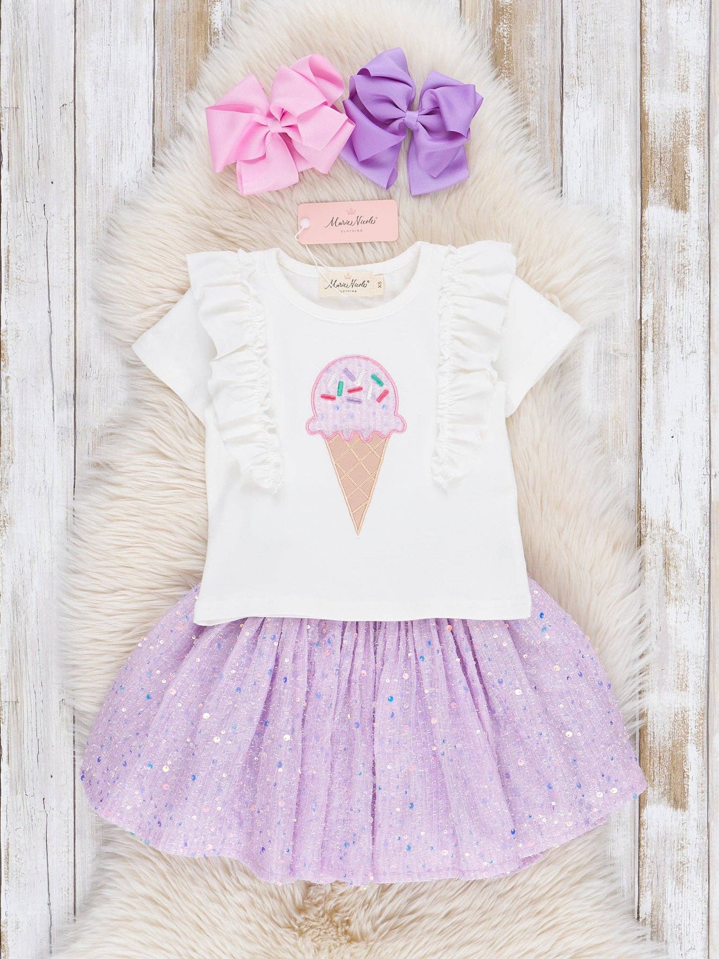 Lilac Ice Cream Cone Skirt Set