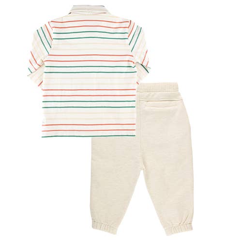 Boys Terra Cotta Stripe Jogger Set