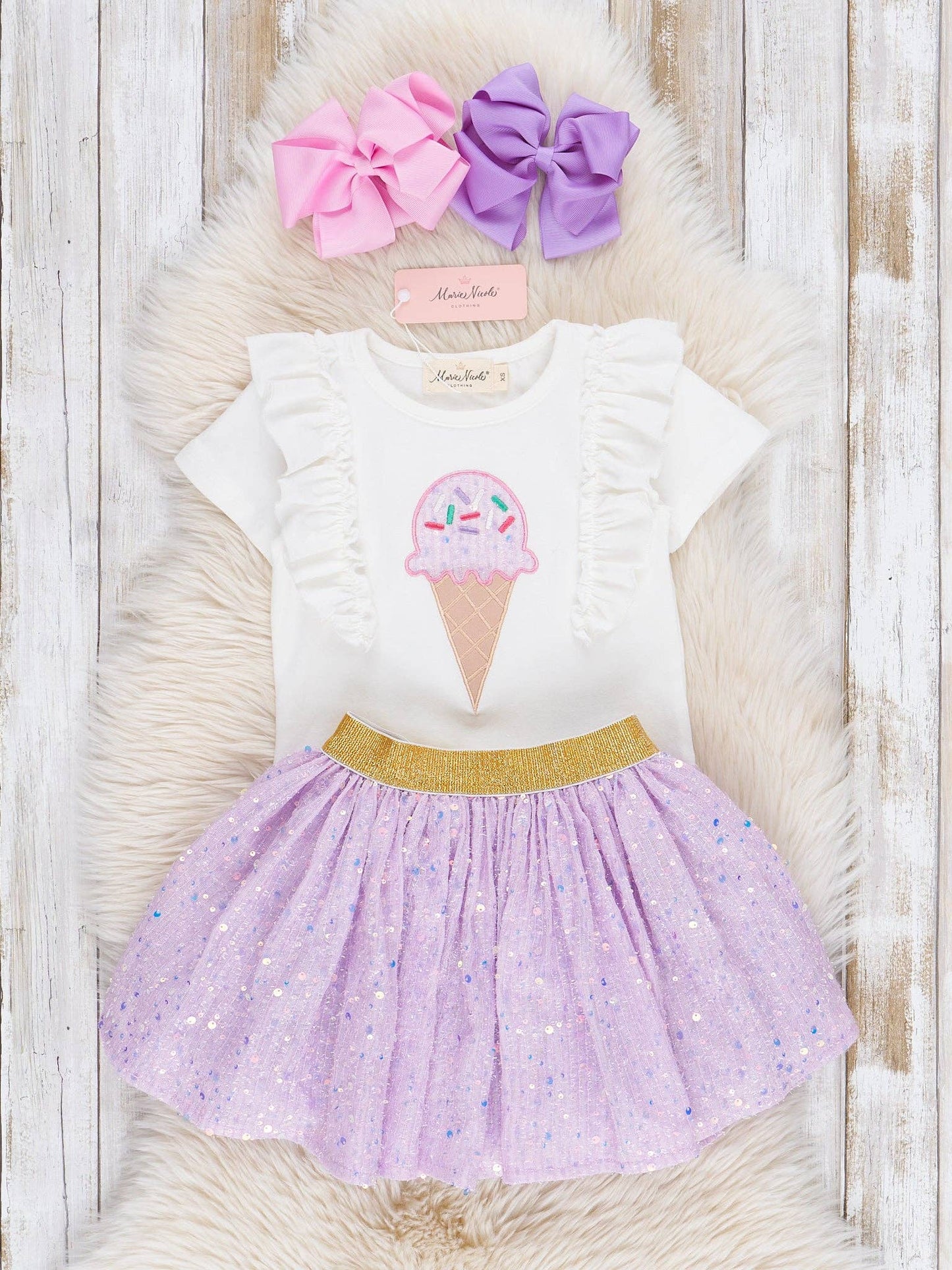 Lilac Ice Cream Cone Skirt Set