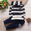 Blue & White Striped Hooded Set
