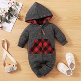 Buffalo Plaid Hooded Romper