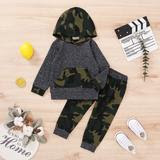 Gray & Camouflage Hooded Set