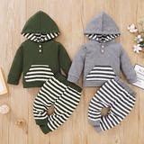 Gray & White Hooded Set